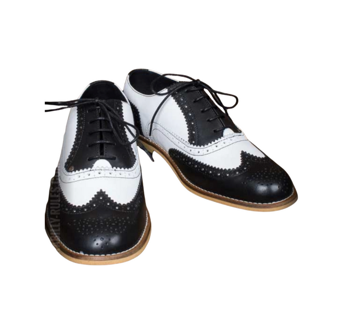 Gatsby Brgue Schuhe mit Budapesetrmuster, Schwarz-Weiß