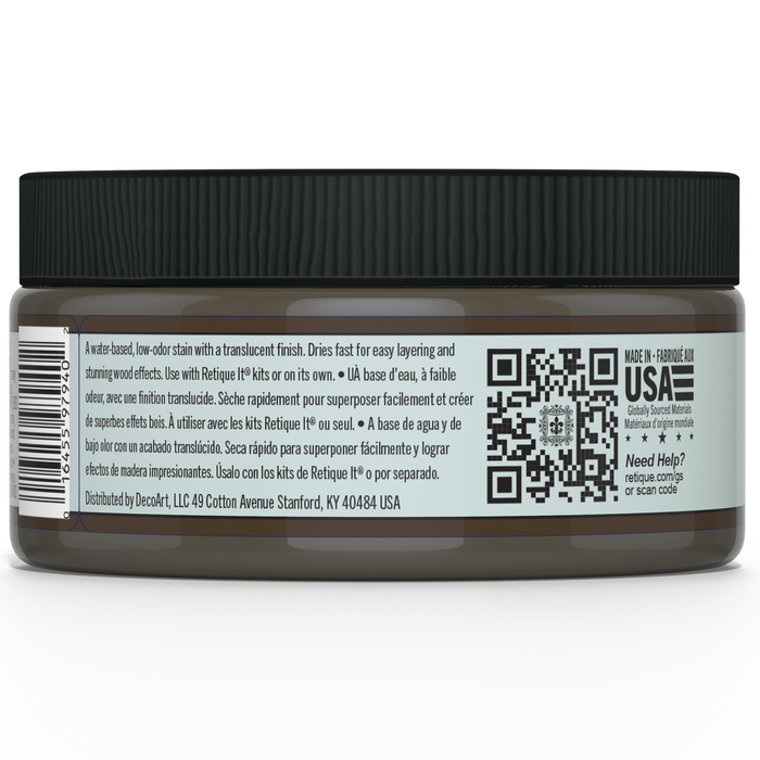 Retique It Gel Stain in Charcoal, showcasing the smooth, dark wood finish applied with the stain on a wooden surface.