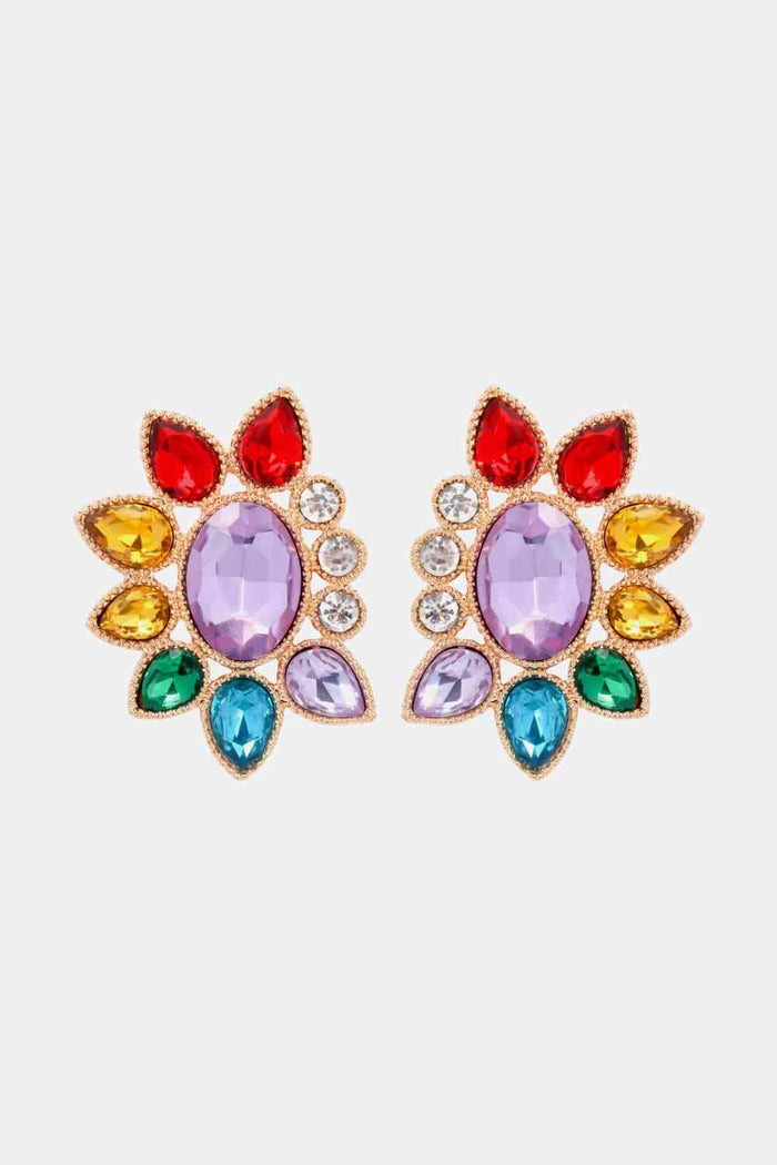 Geometrical Shape Glass Stone Dangle Earrings