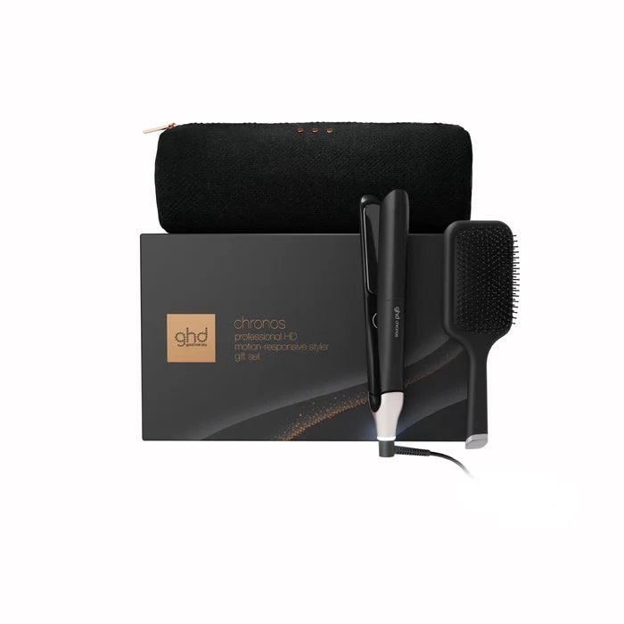 GHD CHRONOS™ GIFT SET WITH BAG AND PADDLE BRUSH IN BLACK