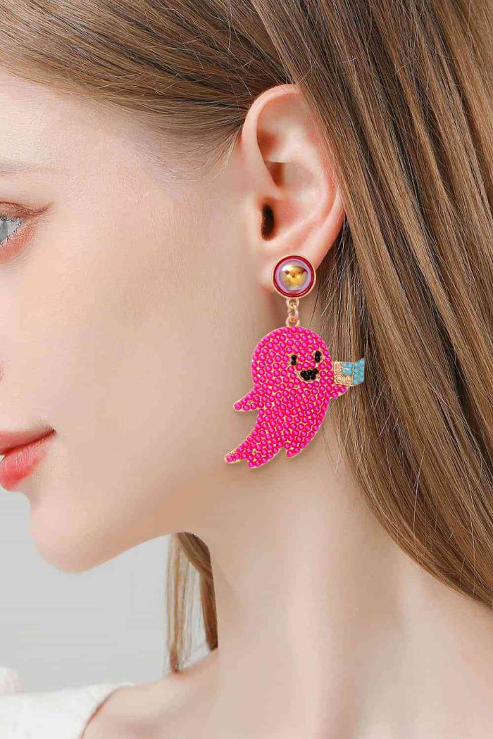 Ghost Shape Synthetic Pearl Dangle Earrings