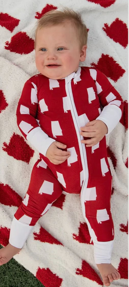 Gigi & Max Bamboo Baby Pajama Sleepies-Alabama Crismson (Newborn)