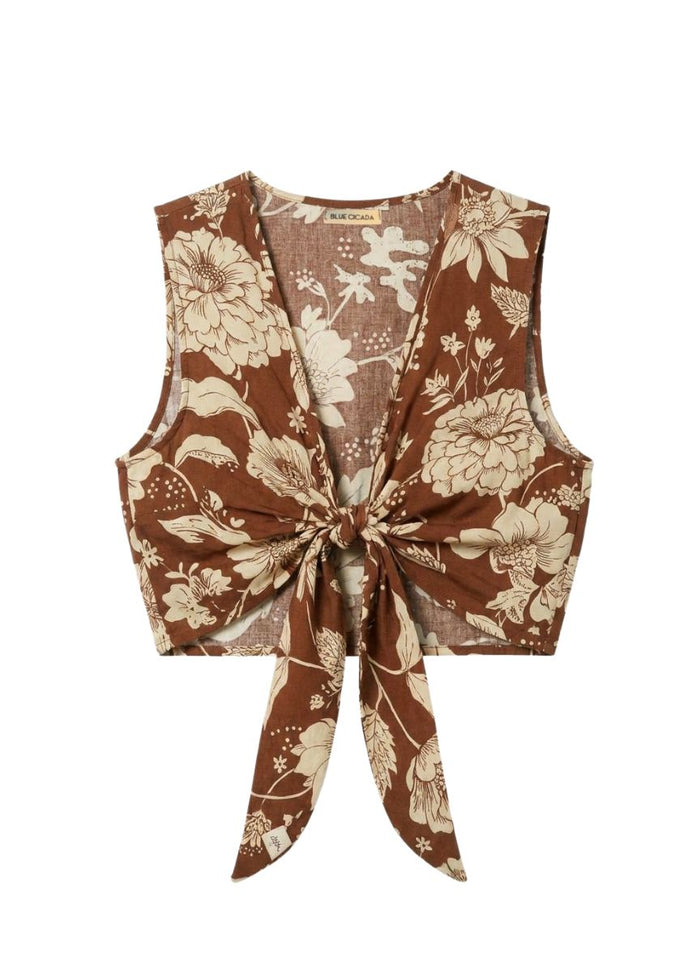 Tops Blue Cicada Gigi Top Flowers O/S / Flowers Apoella