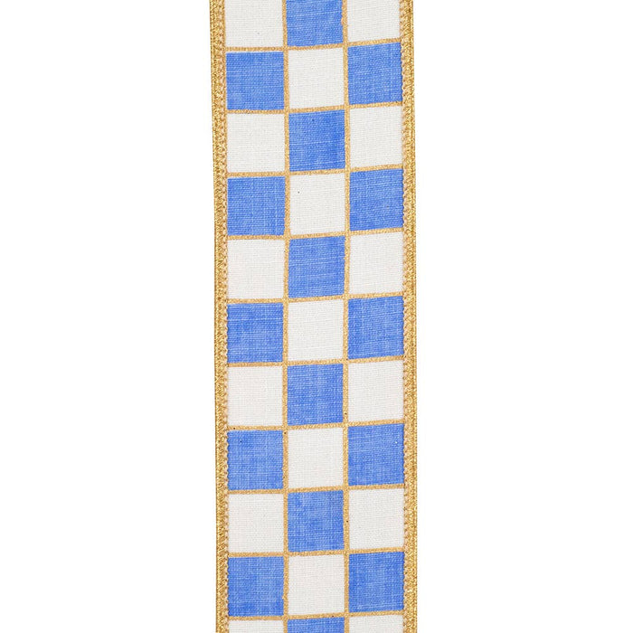 Gilded Check, White/french Blue, 2-1/2 In, 5 Yards