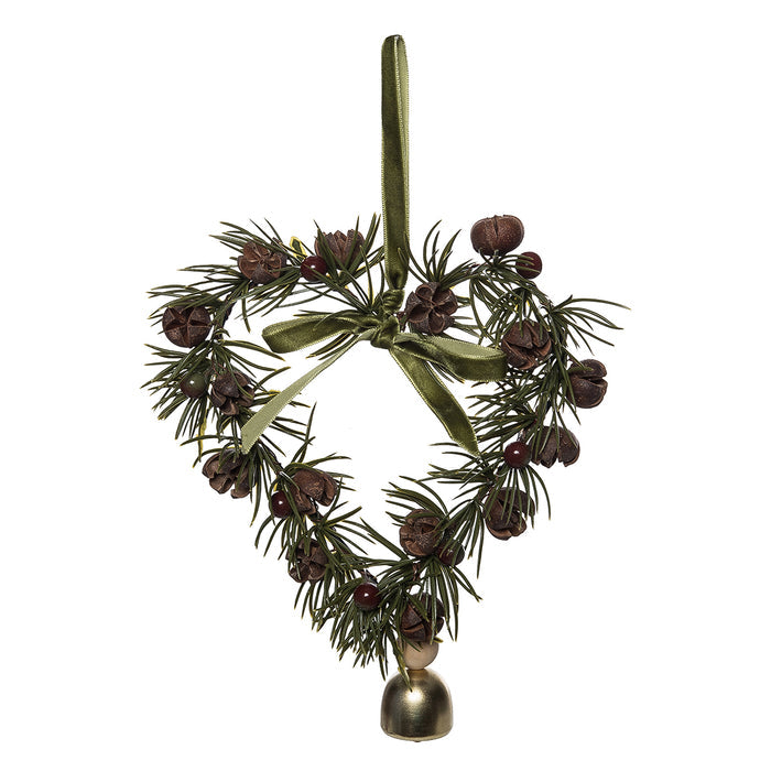 A Green Berry Heart Wreath Ornament.