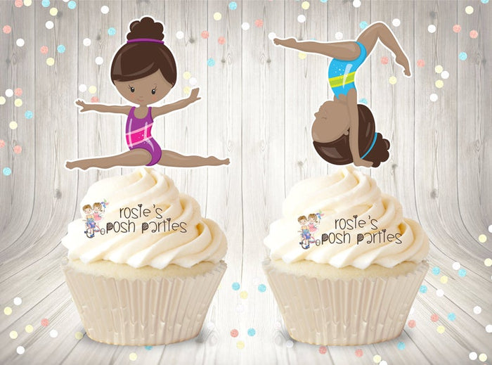 African Gymnast Birthday Theme Cupcake Topper