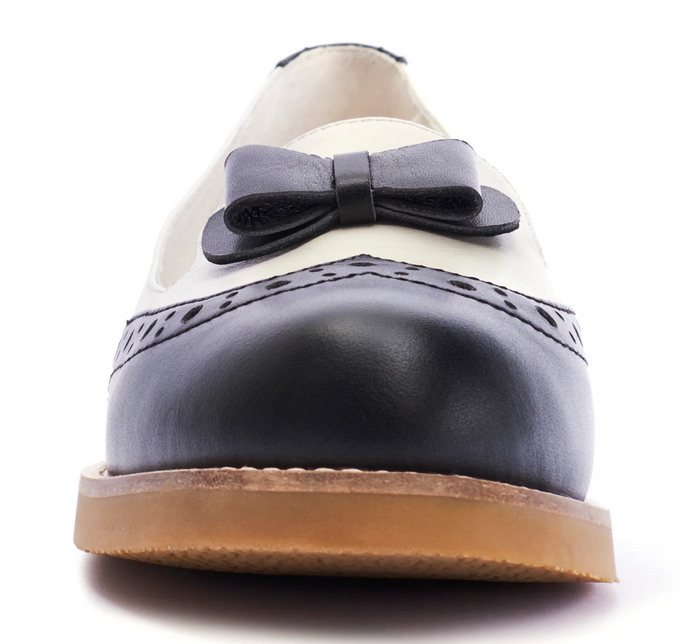 Halbschuh Cecilia mit Schleife, Schwarz-Weiß