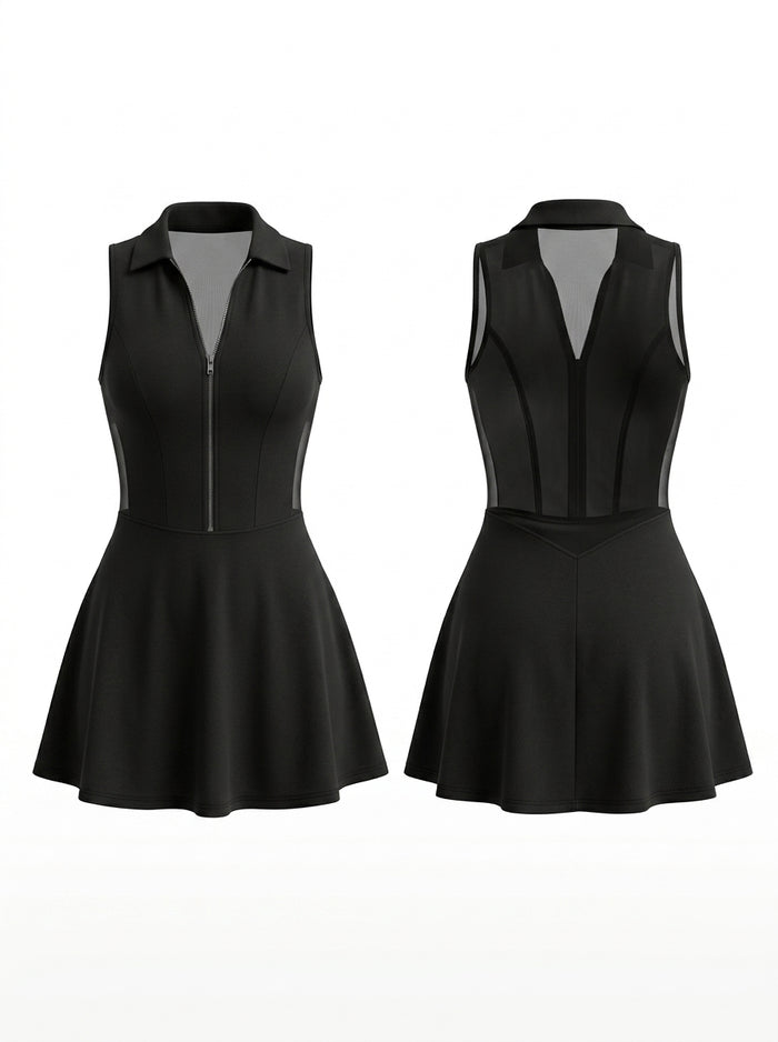 Half-Zip Mesh Tennis Dress