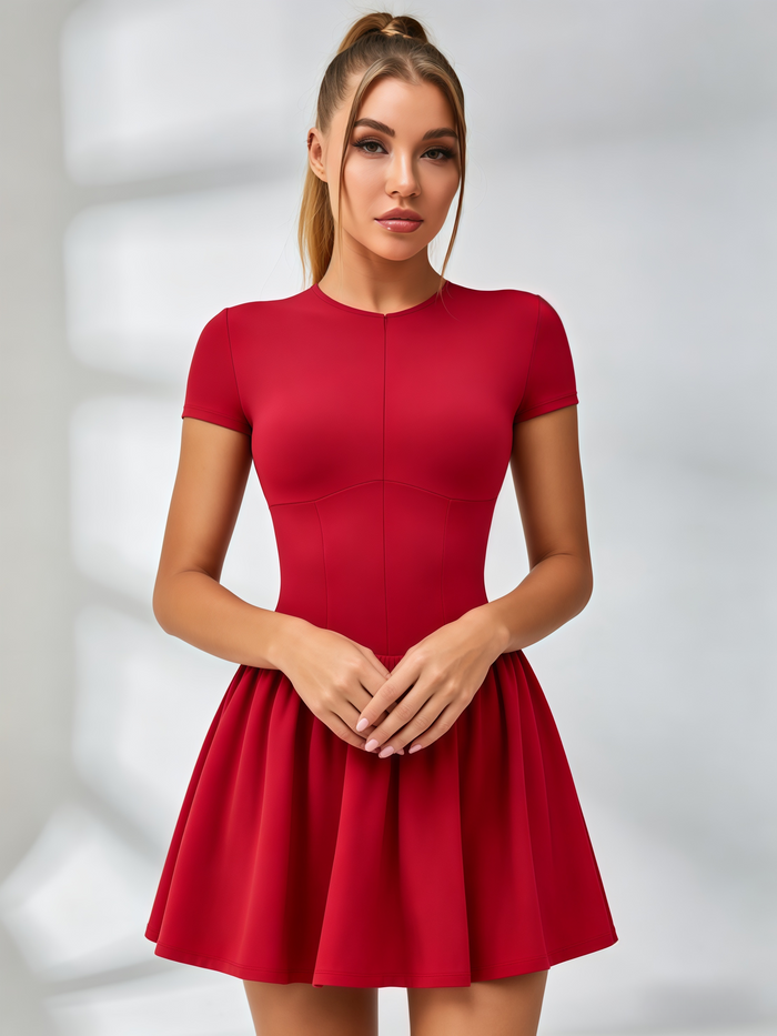 Half-Zip Short-Sleeve Tennis Dress
