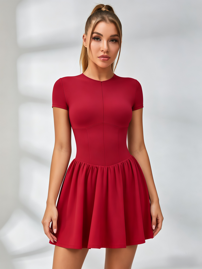 Half-Zip Short-Sleeve Tennis Dress