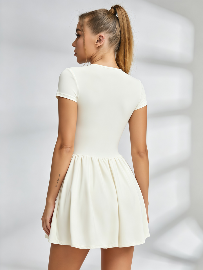 Half-Zip Short-Sleeve Tennis Dress