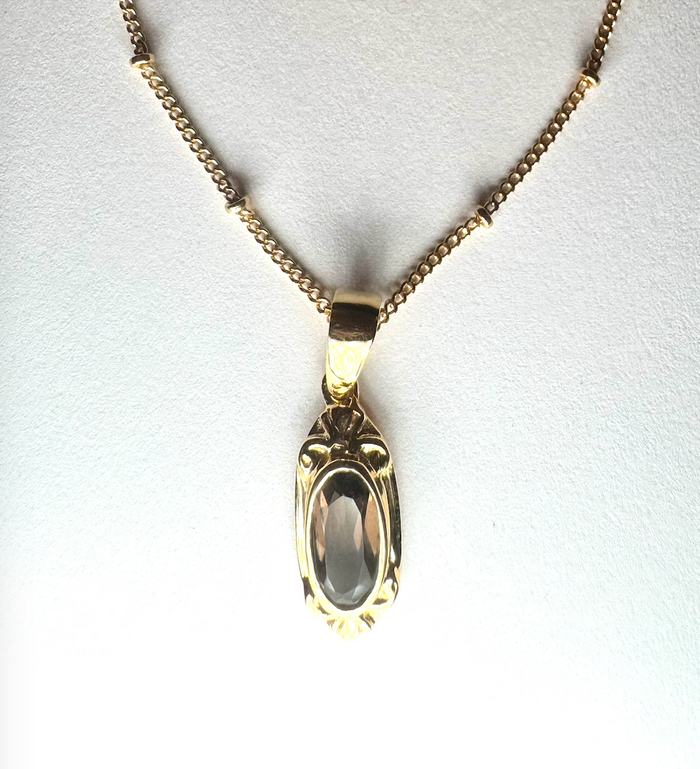 Halskette, The Antique Necklace Smokey Quartz, Vergoldet