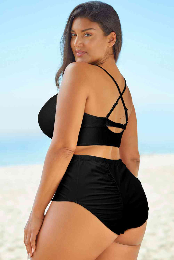 Halter Neck Crisscross Ruched Two-Piece Swimsuit Bliss