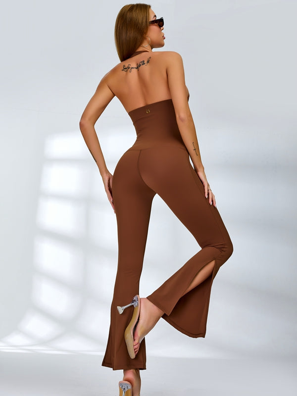 Halter Split Flare Jumpsuit