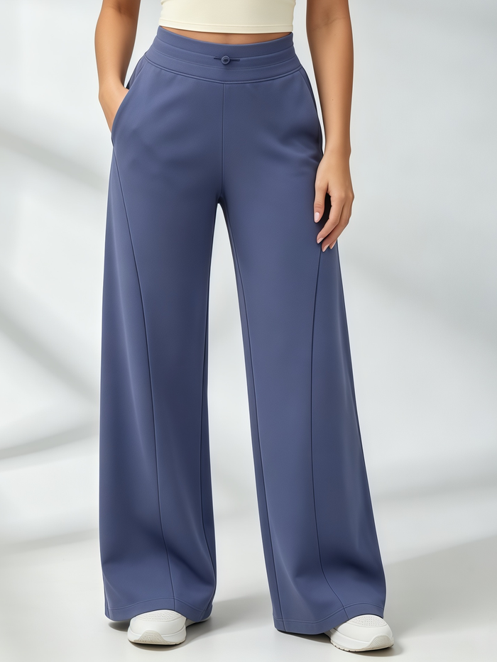 Halter‑Neck Crop Top & High‑Waisted Pocketed Wide‑Leg Pants Set