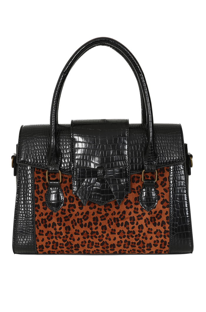 Handtasche Leopard Sheena, Schwarz