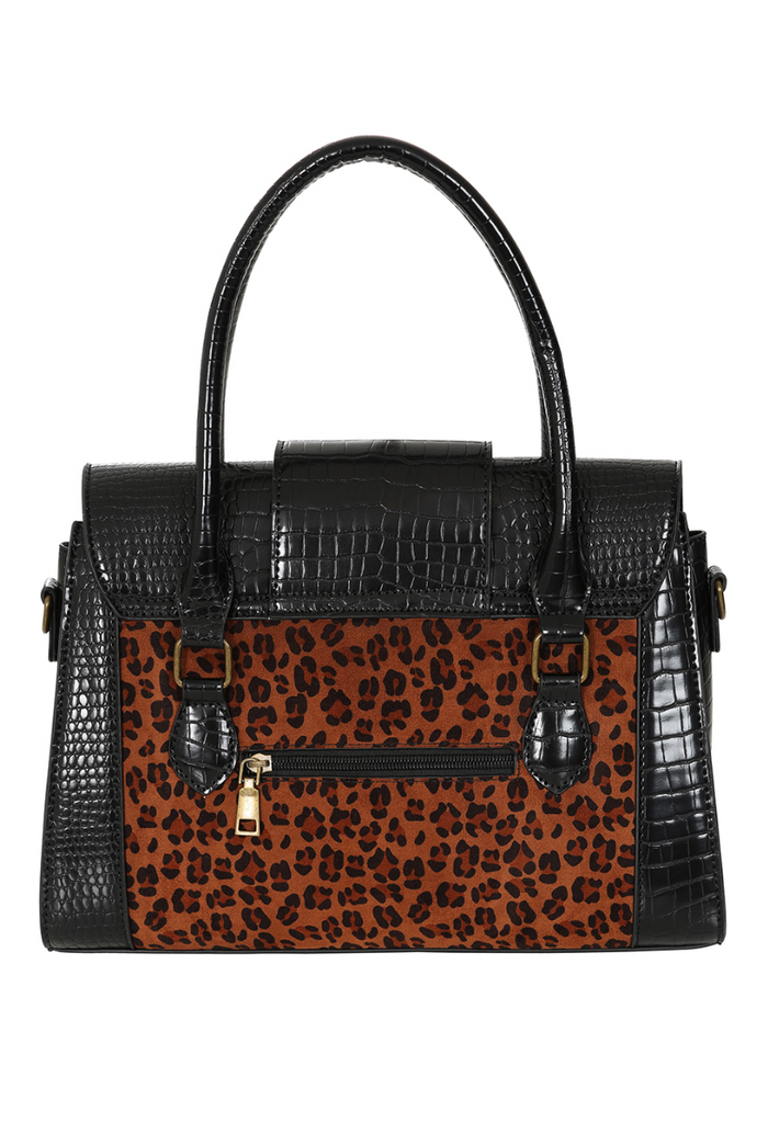 Handtasche Leopard Sheena, Schwarz