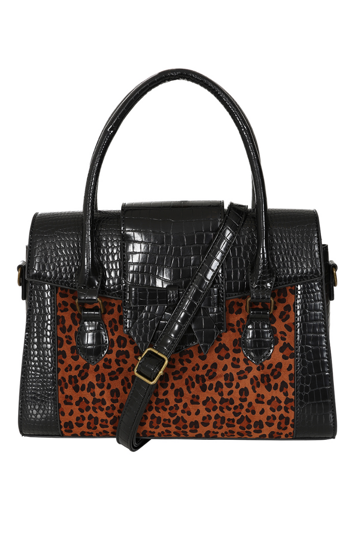 Handtasche Leopard Sheena, Schwarz