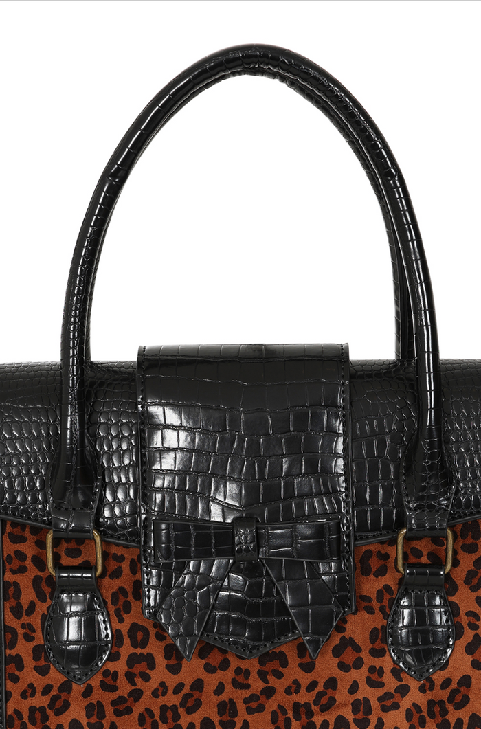 Handtasche Leopard Sheena, Schwarz
