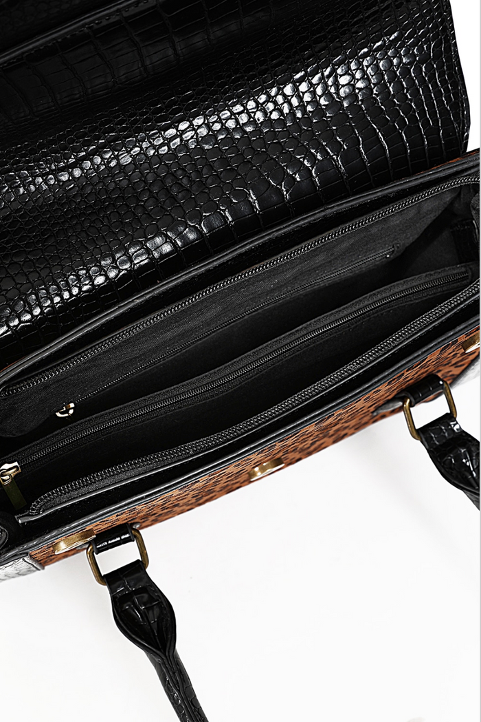 Handtasche Leopard Sheena, Schwarz