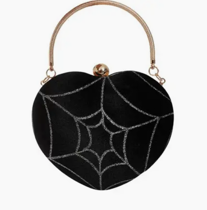 Handtasche Lou, Herzförmig-Samt, Schwarz