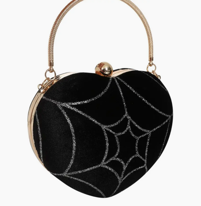 Handtasche Lou, Herzförmig-Samt, Schwarz
