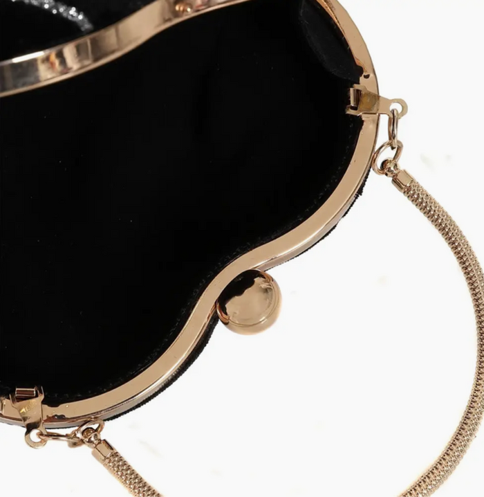 Handtasche Lou, Herzförmig-Samt, Schwarz