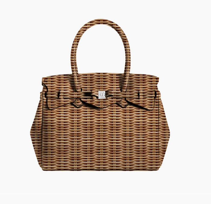 Handtasche Petite Miss Plus, Neopren-Stoff, Bedruckt im Korbgeflecht-Design