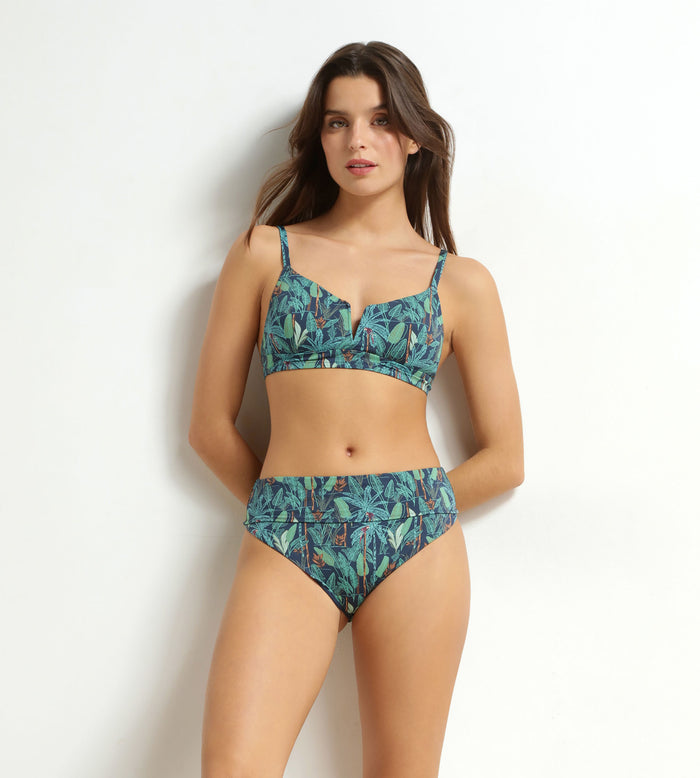 Haut de maillot de bain bandeau sans armature motif tropical Dim Swimwear