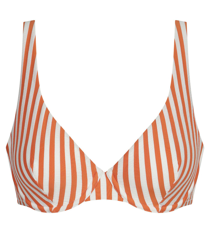Haut de maillot de bain femme armatures à rayures Écru Orange Dim Swimwear