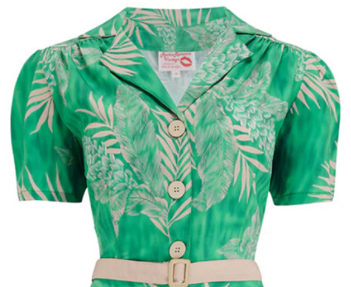 Hemdblusenkleid Charlene Ruby, 40's Emerald Palm, Grün