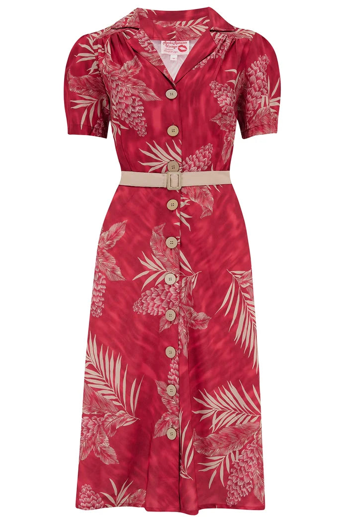 Hemdblusenkleid Charlene Ruby 40's, Palm, Rot