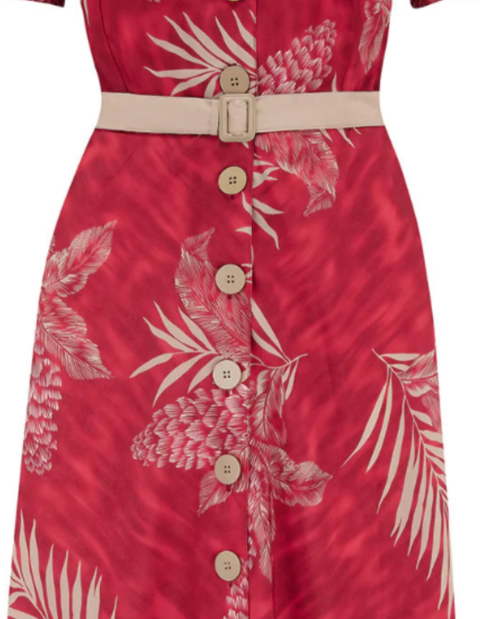 Hemdblusenkleid Charlene Ruby 40's, Palm, Rot