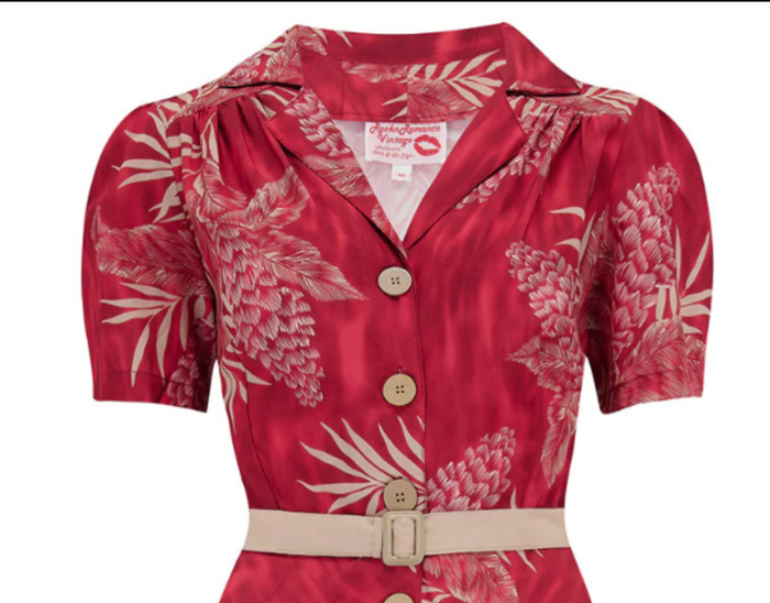 Hemdblusenkleid Charlene Ruby 40's, Palm, Rot