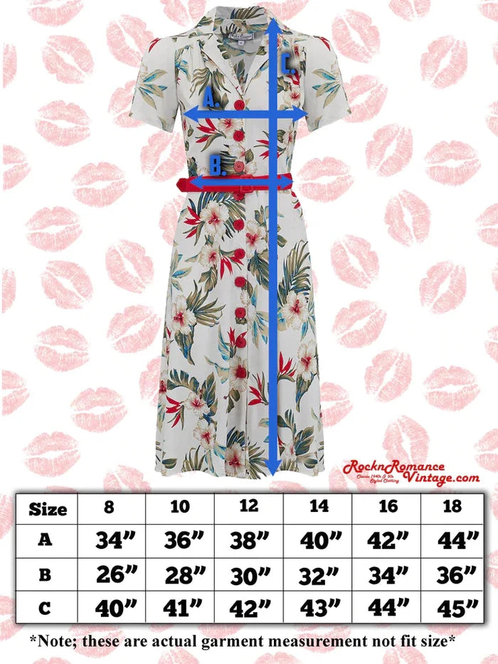 Hemdblusenkleid Charlene Ruby 40's, Palm, Rot