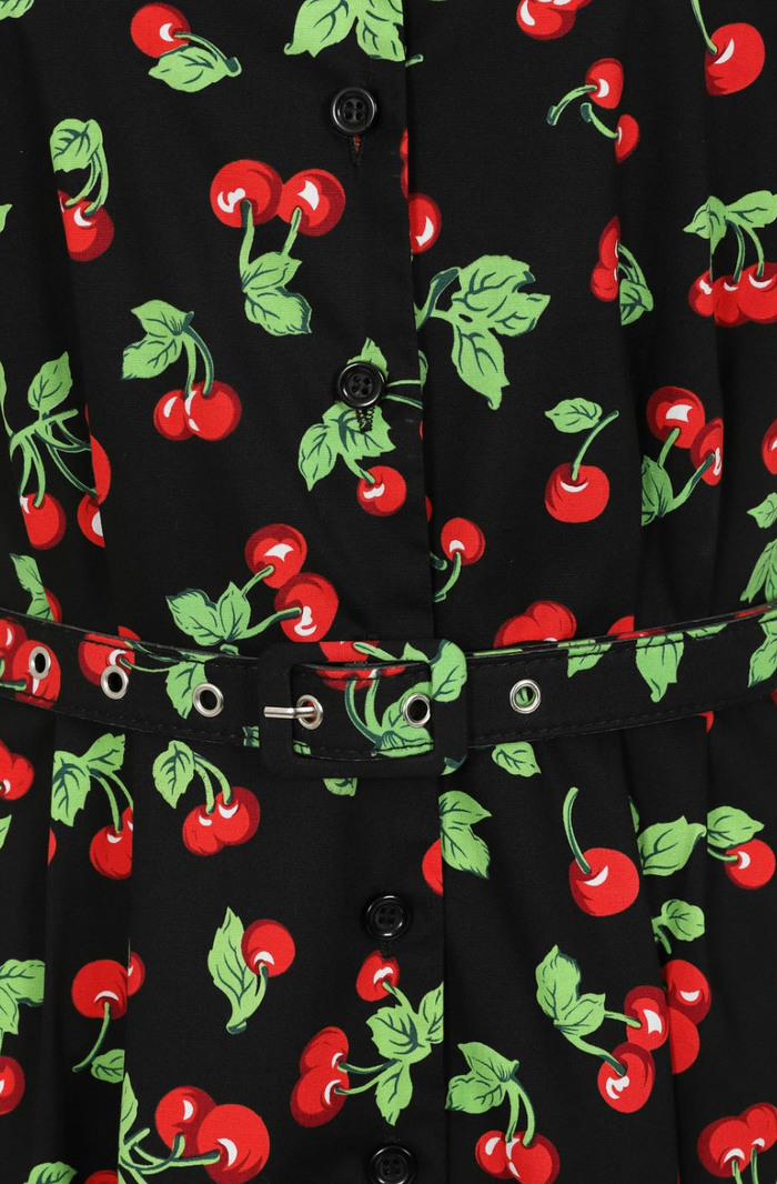 Hemdblusenkleid Darla Cherries 40's, Schwarz