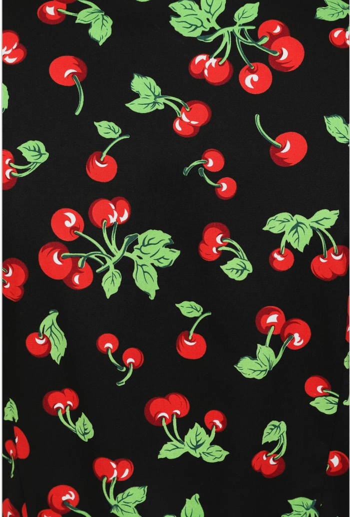Hemdblusenkleid Darla Cherries 40's, Schwarz