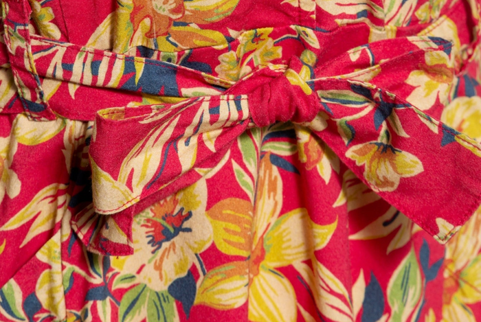 Hemdblusenkleid Hawaii mit Tropischen Blumenmuster, Rot