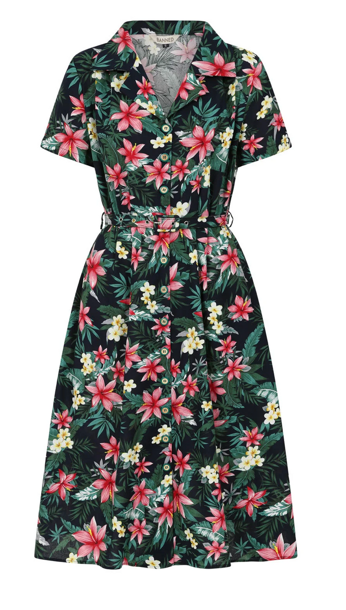 Hemdblusenkleid Kate Tropical, Navy