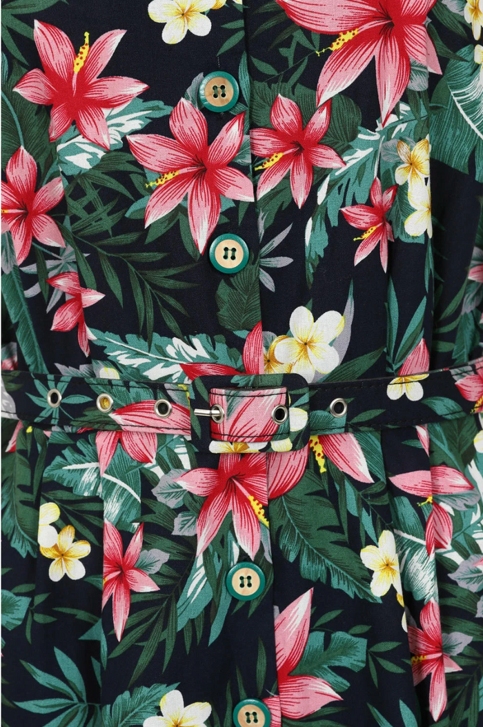 Hemdblusenkleid Kate Tropical, Navy