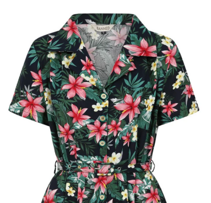 Hemdblusenkleid Kate Tropical, Navy