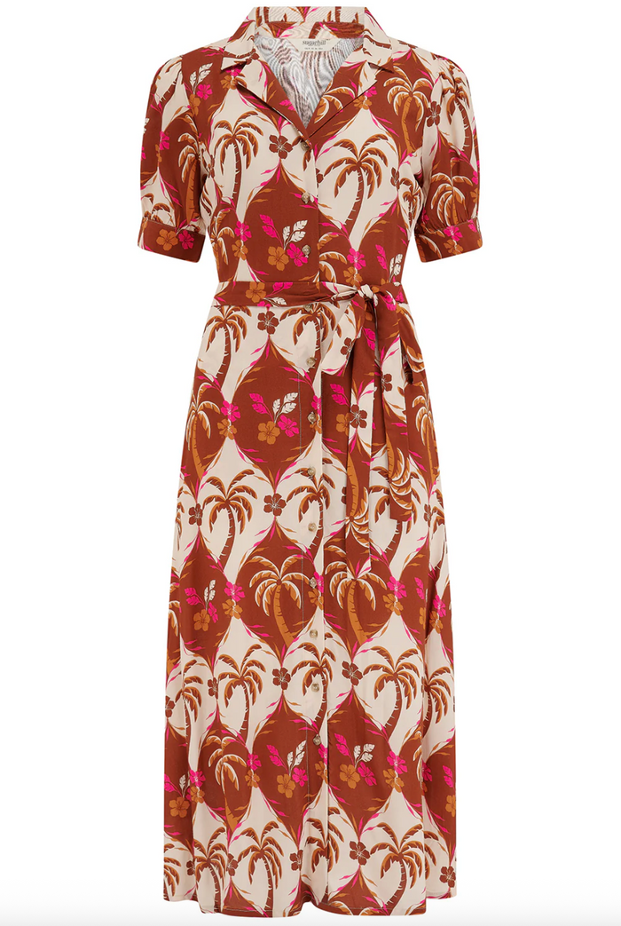 Hemdblusenkleid  Penelope Palm Waves Tile, Creme , Plus Size