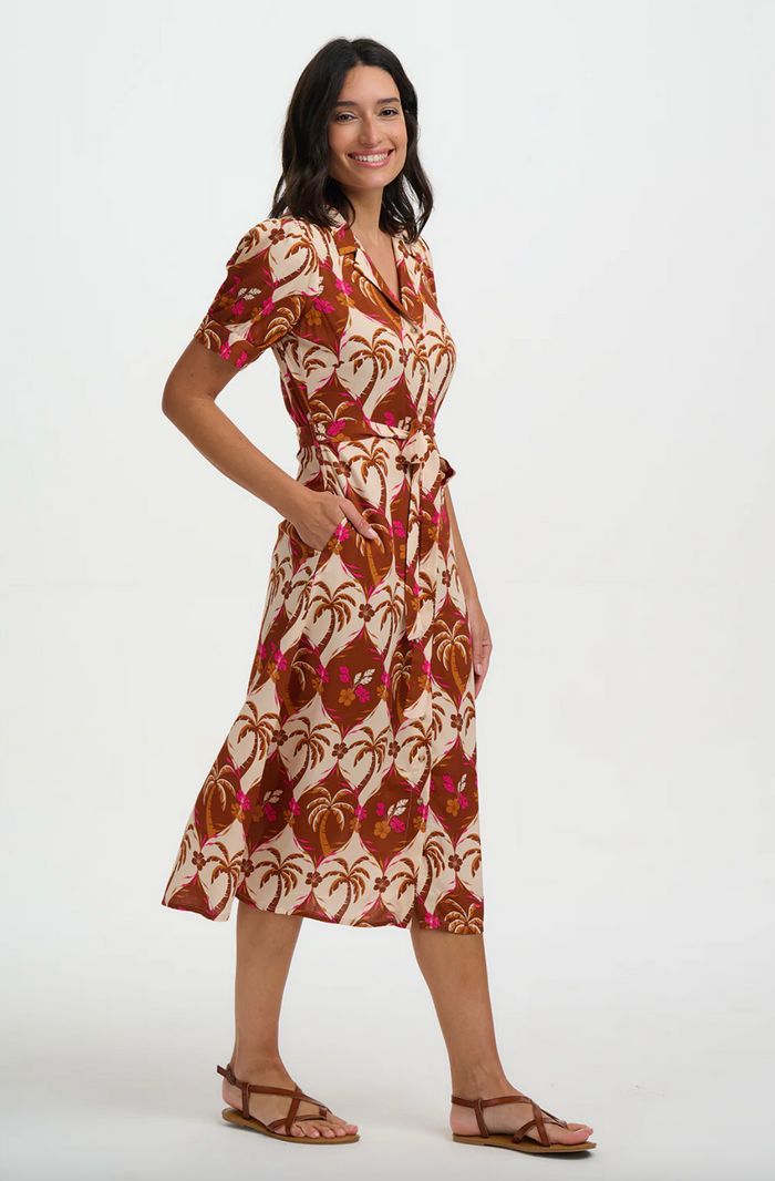 Hemdblusenkleid  Penelope Palm Waves Tile, Creme