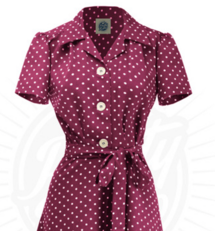 Hemdblusenkleid Pretty 40's Polka, Wine