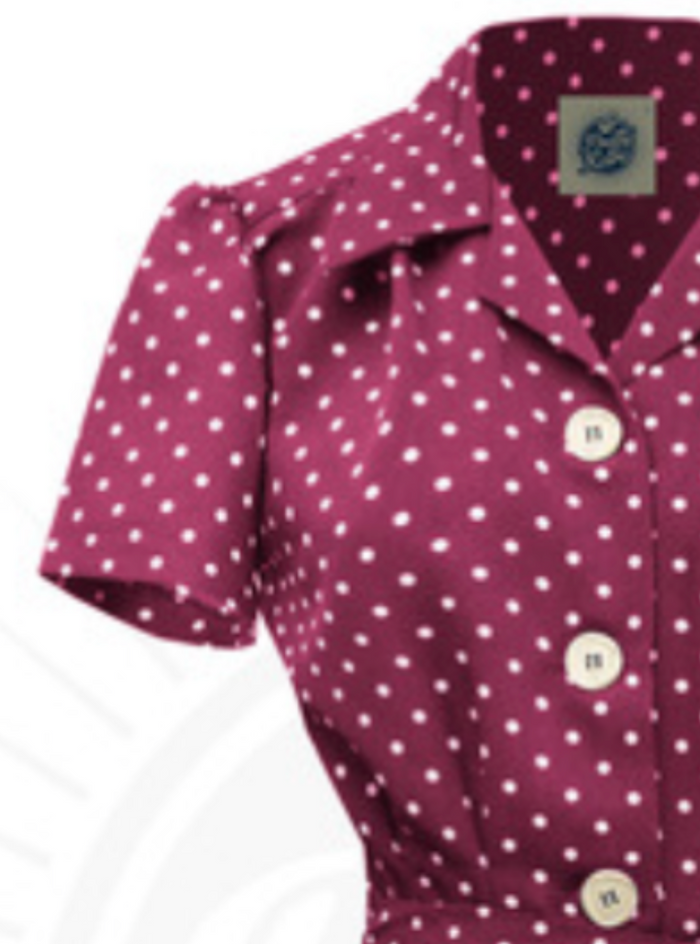 Hemdblusenkleid Pretty 40's Polka, Wine