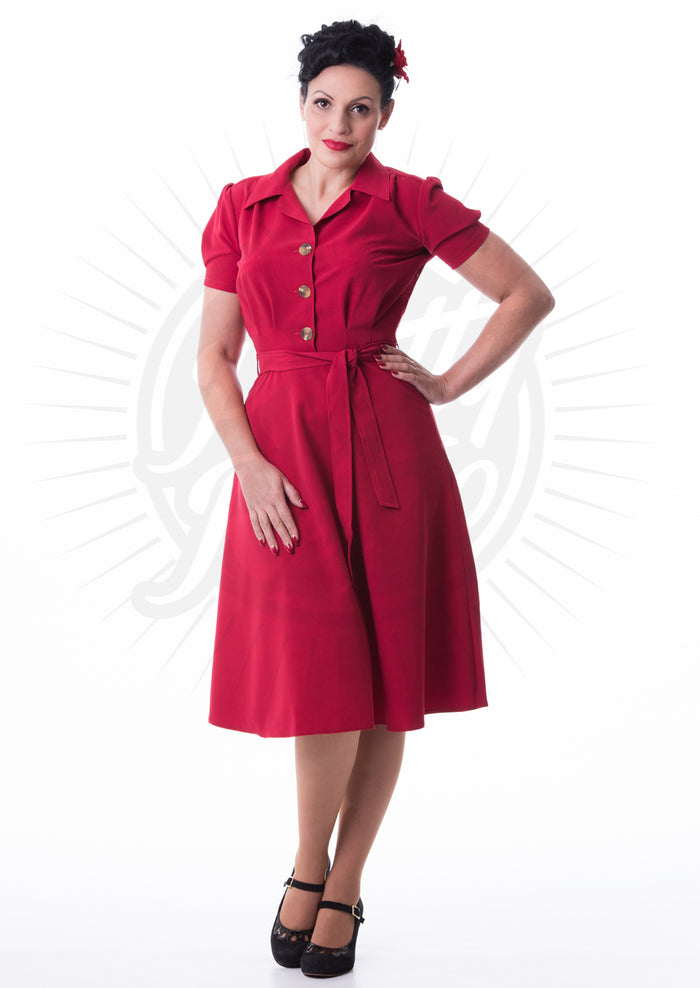 Hemdblusenkleid, Pretty 40s ,Rot