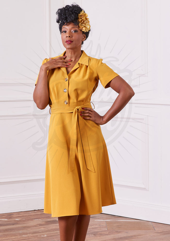 Hemdblusenkleid Pretty 40s, Senf
