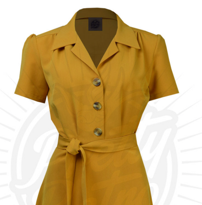 Hemdblusenkleid Pretty 40s, Senf