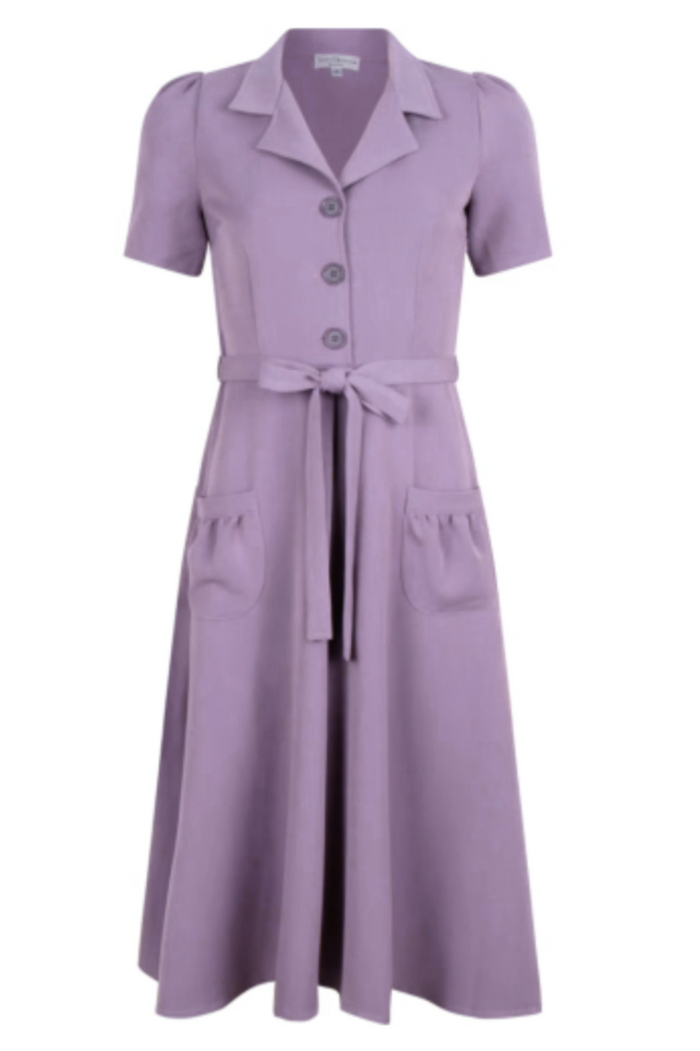 Hemdblusenkleid Revers Tricot 40's, Flieder