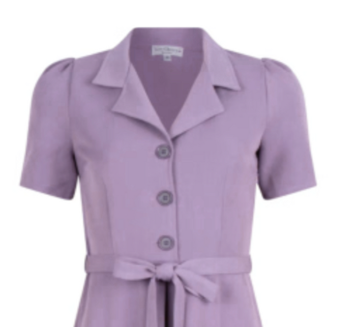 Hemdblusenkleid Revers Tricot 40's, Flieder